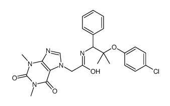 N-[2-(4-chlorophenoxy)-2-methyl-1-phenylpropyl]-2-(1,3-dimethyl-2,6-dioxopurin-7-yl)acetamide Structure