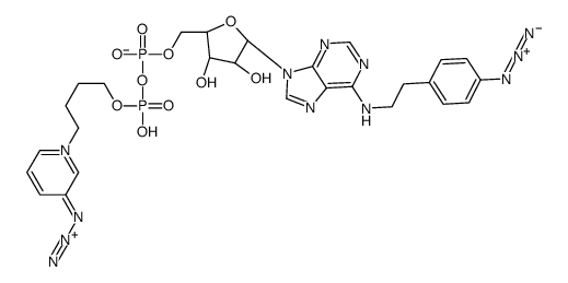 P(1)-N(6)-(4-azidophenylethyl)adenosine-P(2)-(4-(3-azidopyridinio)butyl)diphosphate结构式