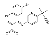 2-[5-[(6-bromo-3-nitroquinolin-4-yl)amino]pyridin-2-yl]-2-methylpropanenitrile Structure