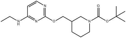 3-(4-乙氨基-嘧啶-2-基氧基甲基)-哌啶-1-羧酸叔丁基酯结构式