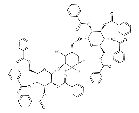 1,2-anhydro-3,6-di-O-(2,3,4,6-tetra-O-benzoyl-α-D-mannopyranosyl)-5a-carba-β-D-mannopyranose结构式