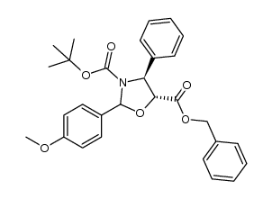 (4S,5R)-5-benzyl 3-tert-butyl 2-(4-methoxyphenyl)-4-phenyloxazolidine-3,5-dicarboxylate结构式