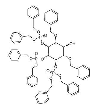 D-myo-Inositol, 2,6-bis-O-(phenylmethyl)-, 3,4,5-trisbis(phenylmethyl) phosphate structure