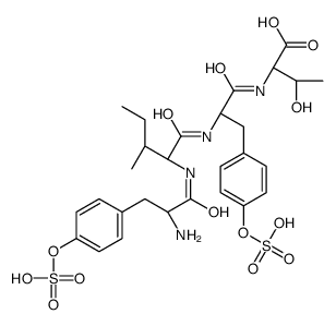 (2S,3R)-2-[[(2S)-2-[[(2S,3S)-2-[[(2S)-2-amino-3-(4-sulfooxyphenyl)propanoyl]amino]-3-methylpentanoyl]amino]-3-(4-sulfooxyphenyl)propanoyl]amino]-3-hydroxybutanoic acid Structure