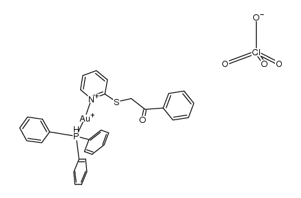 [Au(P(C6H5)3)(2-(phenacylthio)pyridine)] perchlorate Structure