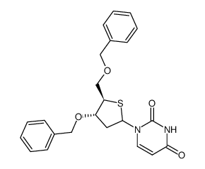 1-((4S,5R)-4-(benzyloxy)-5-((benzyloxy)methyl)tetrahydrothiophen-2-yl)pyrimidine-2,4(1H,3H)-dione Structure