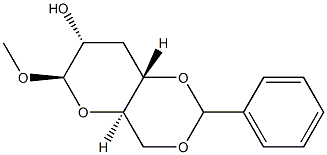 Methyl 3-deoxy-4-O,6-O-benzylidene-β-D-ribo-hexopyranoside结构式