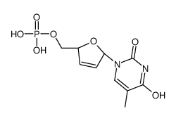 [(2S,5R)-5-(5-methyl-2,4-dioxopyrimidin-1-yl)-2,5-dihydrofuran-2-yl]methyl dihydrogen phosphate结构式