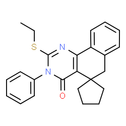 2-(ethylsulfanyl)-4-oxo-3-phenyl-3,4,5,6-tetrahydrobenzo[h]quinazoline-5-spiro-1'-cyclopentane结构式