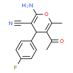 5-Acetyl-2-amino-4-(4-fluorophenyl)-6-methyl-4H-pyran-3-carbonitrile结构式