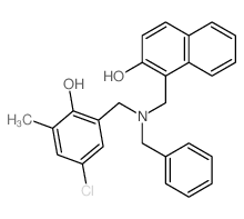 1-[[benzyl-[(5-chloro-2-hydroxy-3-methyl-phenyl)methyl]amino]methyl]naphthalen-2-ol结构式