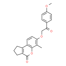 7-[2-(4-methoxyphenyl)-2-oxoethoxy]-6-methyl-2,3-dihydro-1H-cyclopenta[c]chromen-4-one structure
