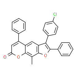 3-(4-chlorophenyl)-9-methyl-2,5-diphenylfuro[3,2-g]chromen-7-one结构式