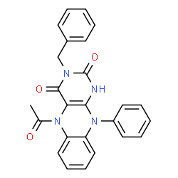 Benzo[g]pteridine-2,4(1H,3H)-dione,5-acetyl-5,10-dihydro-10-phenyl-3-(phenylmethyl)- structure