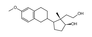 Cyclopentaneethanol, 2-hydroxy-1-methyl-5-(1,2,3,4-tetrahydro-6-methox y-2-naphthalenyl)-, (1S-(1-alpha,2-beta,5-beta(S*)))- structure