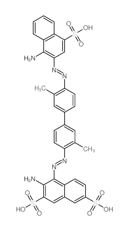 2,7-Naphthalenedisulfonicacid,3-amino-4-[2-[4'-[2-(1-amino-4-sulfo-2-naphthalenyl)diazenyl]-3,3'-dimethyl[1,1'-biphenyl]-4-yl]diazenyl]-,sodium salt (1:3) picture