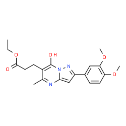 Pyrazolo[1,5-a]pyrimidine-6-propanoic acid, 2-(3,4-dimethoxyphenyl)-7-hydroxy-5-methyl-, ethyl ester (9CI)结构式