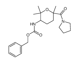 1-(5-benzyloxycarbonylamino-2,6,6-trimethyl-tetrahydro-pyran-2-carbonyl)-pyrrolidine结构式