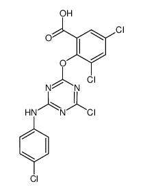 3,5-dichloro-2-[4-chloro-6-(4-chloro-anilino)-[1,3,5]triazin-2-yloxy]-benzoic acid结构式