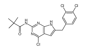 2-pivaloylamino-4-chloro-6-(3,4-dichlorobenzyl)-pyrrolo[2,3-d]pyrimidine Structure