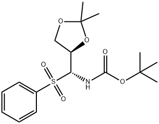 tert-Butyl N-[(1R)-1-[(4R)-2,2-dimethyl-1,3-dioxolan-4-yl]-1-(phenylsulfonyl)methyl]carbamate Structure