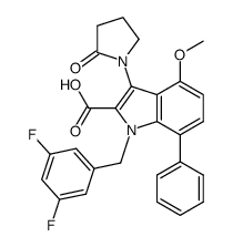 1-(3,5-difluorobenzyl)-4-methoxy-3-(2-oxopyrrolidin-1-yl)-7-phenyl-indole-2-carboxylic acid Structure