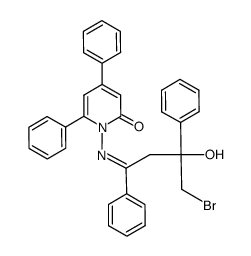 (E)-1-((4-bromo-3-hydroxy-1,3-diphenylbutylidene)amino)-4,6-diphenylpyridin-2(1H)-one Structure