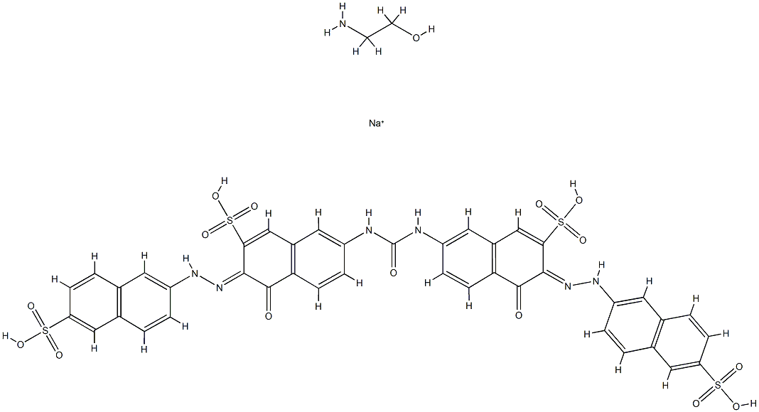 7,7'-(carbonyldiimino)bis[4-hydroxy-3-[(6-sulpho-2-naphthyl)azo]naphthalene-2-sulphonic] acid, sodium salt, compound with 2-aminoethanol Structure