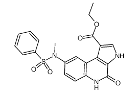 8-(benzenesulfonyl-methyl-amino)-4-oxo-4,5-dihydro-3H-pyrrolo[2,3-c]quinoline-1-ethyl carboxylate Structure