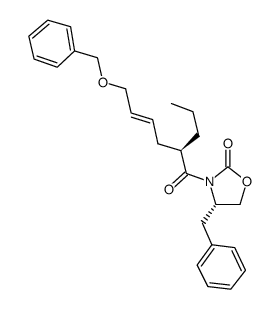 (S)-4-benzyl-3-[(2R,4E)-6-benzyloxy-2-propylhex-4-enoyl]oxazolidin-2-one Structure