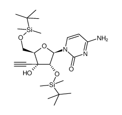 1-[2,5-bis-O-(tert-butyldimethylsilyl)-3-C-ethynyl-1-β-D-ribofuranosyl]cytosine Structure