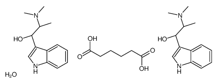 (2R)-2-(dimethylamino)-1-(1H-indol-3-yl)propan-1-ol,hexanedioic acid,hydrate Structure