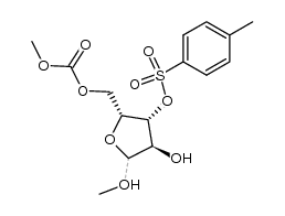methyl-[O5-methoxycarbonyl-O3-(toluene-4-sulfonyl)-ξ-D-xylofuranoside结构式