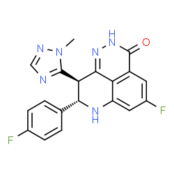 3H-Pyrido[4,3,2-de]phthalazin-3-one, 5-fluoro-8-(4-fluorophenyl)-2,7,8,9-tetrahydro-9-(1-methyl-1H-1,2,4-triazol-5-yl)-, (8R,9S)-rel-结构式