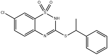 7-Chloro-3-(1-phenylethyl)sulfanyl-4H-1,2,4-benzothiadiazine 1,1-Dioxide Structure