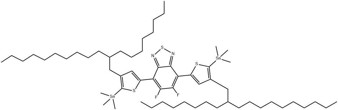 2,1,3-Benzothiadiazole, 5,6-difluoro-4,7-bis[4-(2-octyldodecyl)-5-(trimethylstannyl)-2-thienyl]- Structure