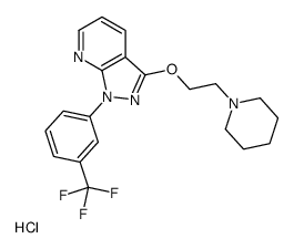 3-(2-piperidin-1-ylethoxy)-1-[3-(trifluoromethyl)phenyl]pyrazolo[3,4-b]pyridine,hydrochloride Structure