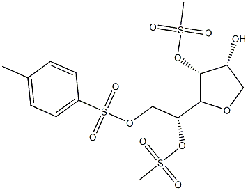 6-O-(4-Methylphenylsulfonyl)-1,4-anhydro-D-mannitol 3,5-bis(methanesulfonate) structure