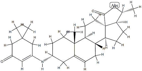 (20R)-3α-[(5,5-Dimethyl-3-oxo-1-cyclohexen-1-yl)amino]-20-hydroxypregn-5-en-18-oic acid γ-lactone结构式