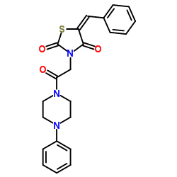 (5E)-5-Benzylidene-3-[2-oxo-2-(4-phenyl-1-piperazinyl)ethyl]-1,3-thiazolidine-2,4-dione Structure
