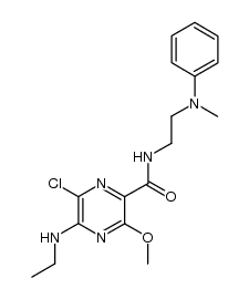 6-chloro-5-ethylamino-3-methoxy-pyrazine-2-carboxylic acid 2-(N-methyl-anilino)-ethylamide结构式