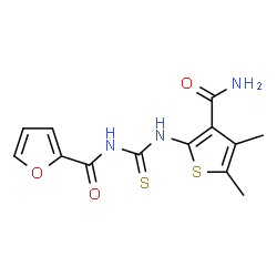 N-({[3-(aminocarbonyl)-4,5-dimethyl-2-thienyl]amino}carbonothioyl)-2-furamide Structure