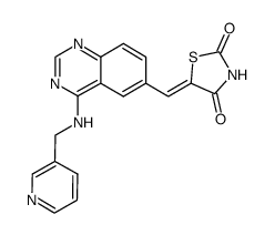 5-({4-[(pyridin-3-ylmethyl)amino]quinazolin-6-yl}methylene)-1,3-thiazolidine-2,4-dione Structure