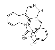 [2-chloro-3-[[(4-nitrophenyl)hydrazinylidene]methyl]indol-1-yl]-(2-chlorophenyl)methanone structure