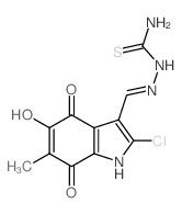 [(2-chloro-7-hydroxy-6-methyl-4,5-dioxo-indol-3-ylidene)methylamino]thiourea structure