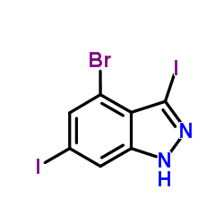 4-Bromo-3,6-diiodo-1H-indazole结构式