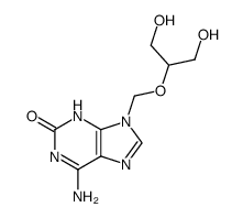 9-<<2-hydroxy-1-(hydroxymethyl)ethoxy>methyl>isoguanine Structure