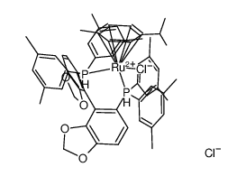氯{(S)-(-)-5,5''-双[二(3,5-二甲苯基)膦基]-4,4''-双-1,3-苯并二恶唑}(对甲基异丙基)钌( II)氯化物 [RuCl(p-cymene)((S)-dm-segphos®)]Cl结构式