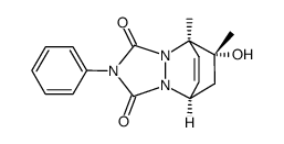 (1S*,10S*)-10-Hydroxy-1,10-dimethyl-4-phenyl-2,4,6-triazatricyclo<5.2.2.02,6>undec-8-en-3,5-dion结构式