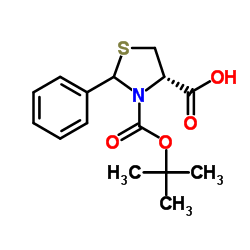 (4S)-3-{[(2-Methyl-2-propanyl)oxy]carbonyl}-2-phenyl-1,3-thiazolidine-4-carboxylic acid Structure